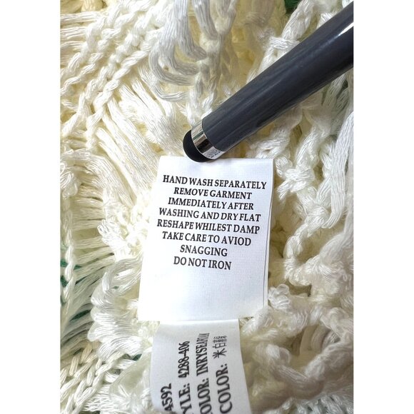 NWT Crochet Lace Top Small/ Medium Spiaggia Dolce White Green Cotton/Acrylic - Picture 5 of 5